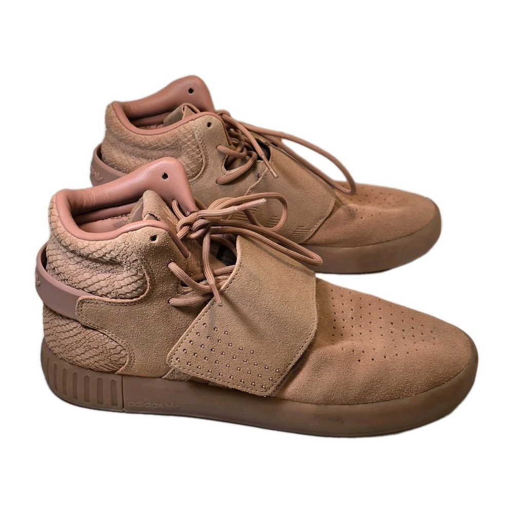 Adidas‎ Sneakers Men's Sz 8.5 Tubular Invader Shoes Pink Suede Comfort Strap